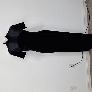 Gantos Vintage Black Velvet Whimsigoth Witchy Cheongsam Maxi Dress Size M